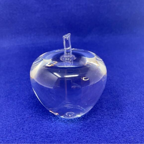 Art Glass Clear Apple Paperweight Teacher - Picture 1 of 8